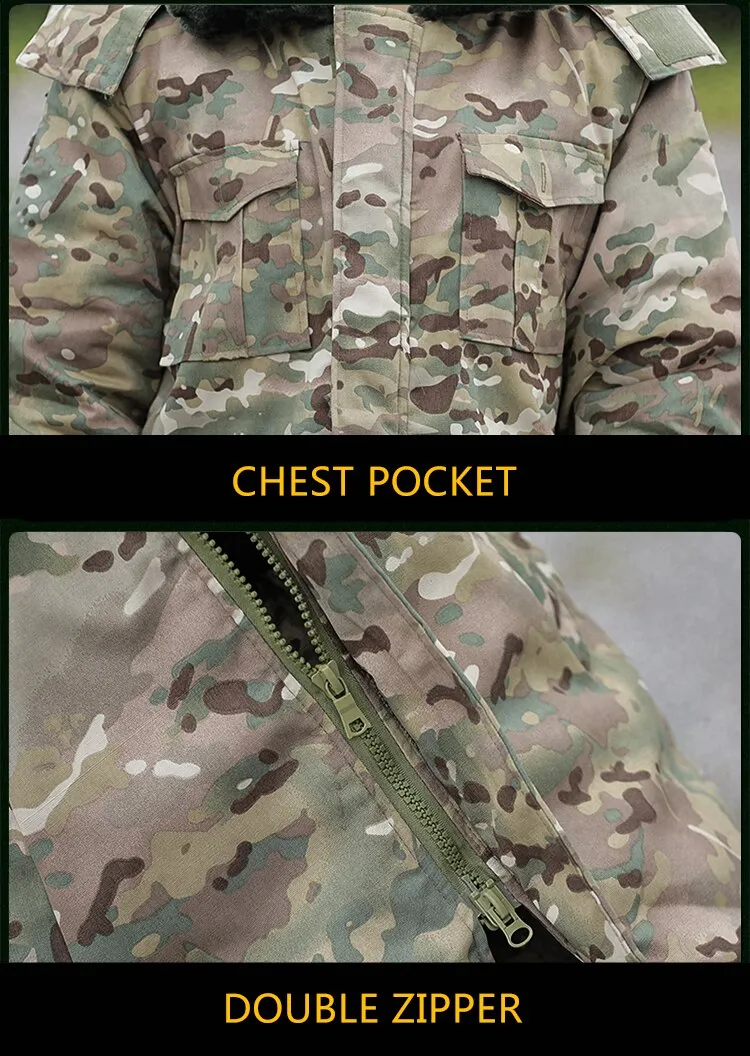 -21°F Men Winter Jacket Warm Thick Parkas Camping Jacket Outwear Army Windproof Military