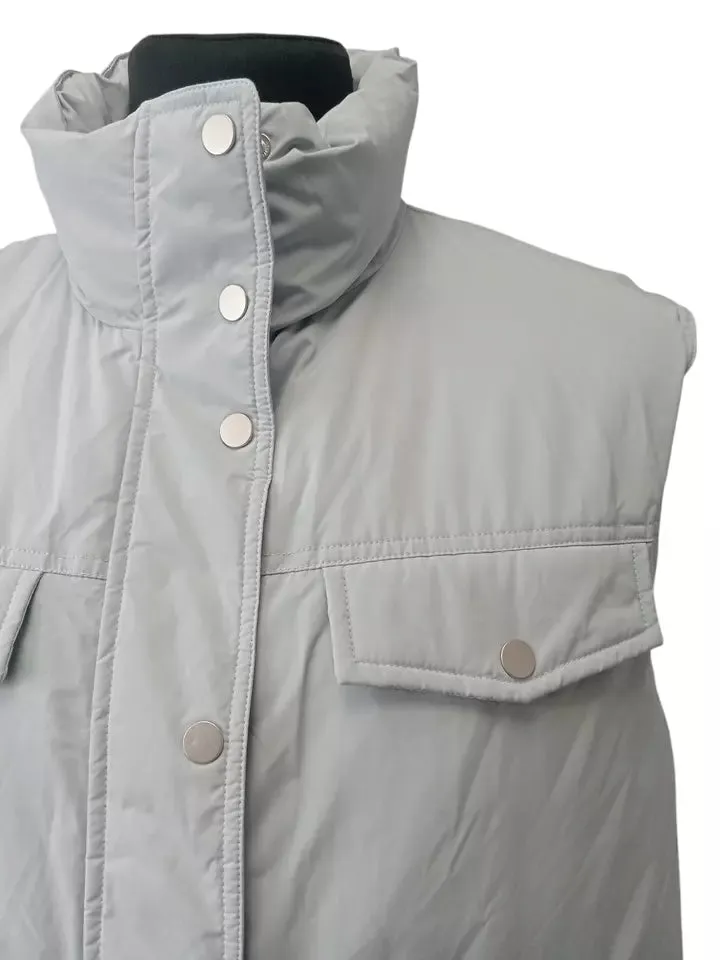 12 Storeez Women's Oversize Longline Puffer Vest Celeste Size S