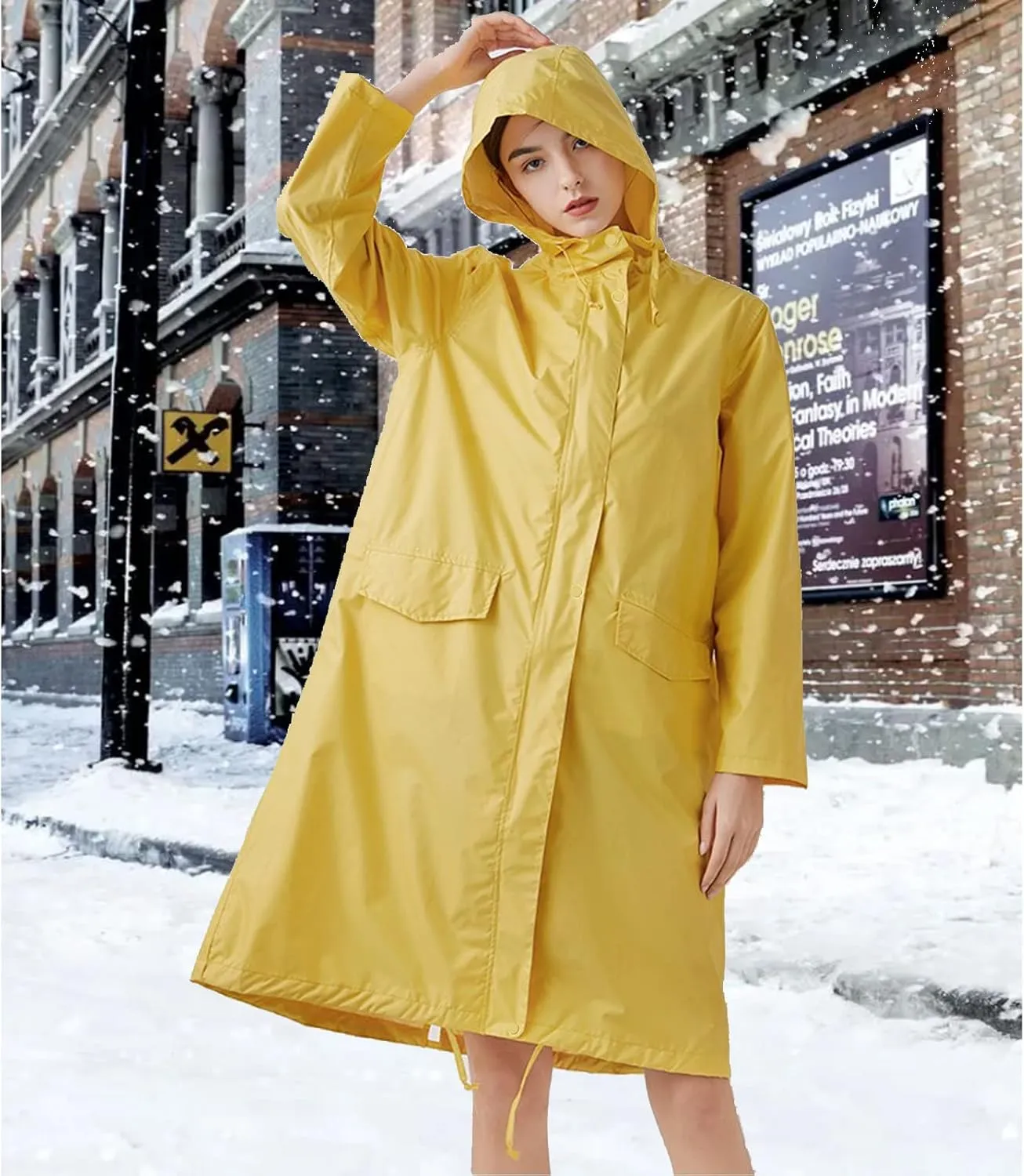 ANYOO Waterproof Rain Poncho Lightweight Reusable Hiking Hooded Coat Jacket for Outdoor Activities