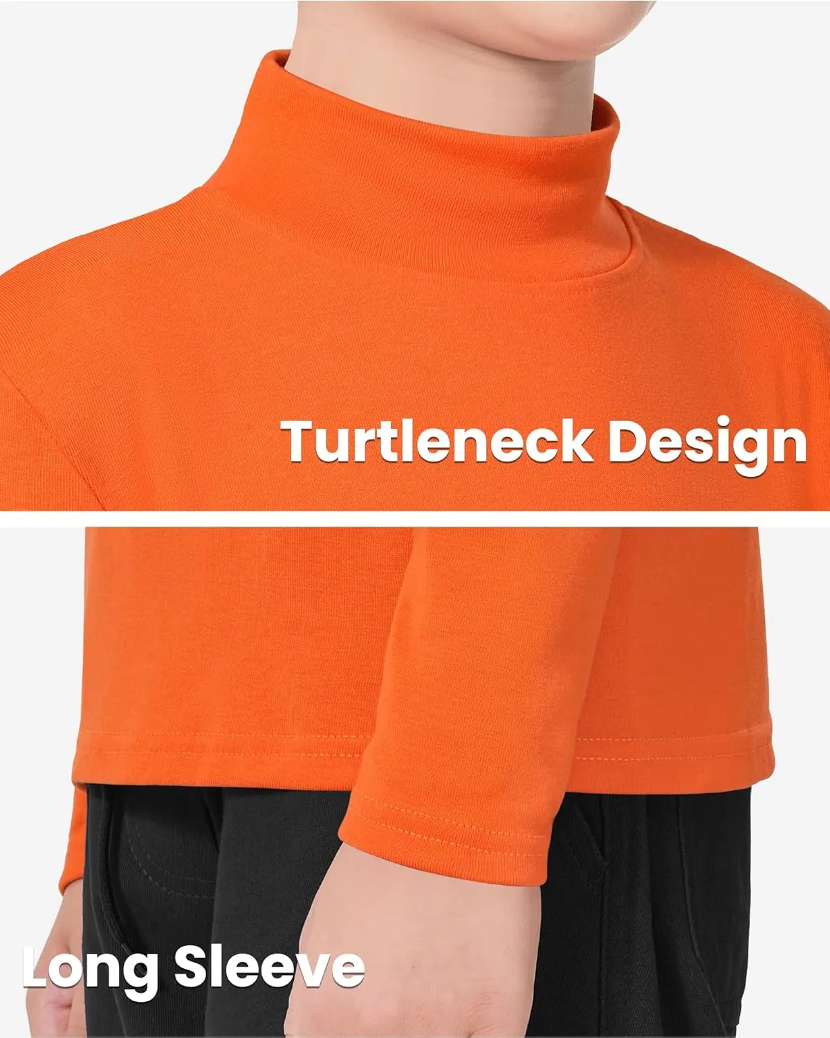 Auranso Boys Girls Long Sleeve Turtleneck Shirts Unisex Warm Solid Turtle Neck T-Shirts