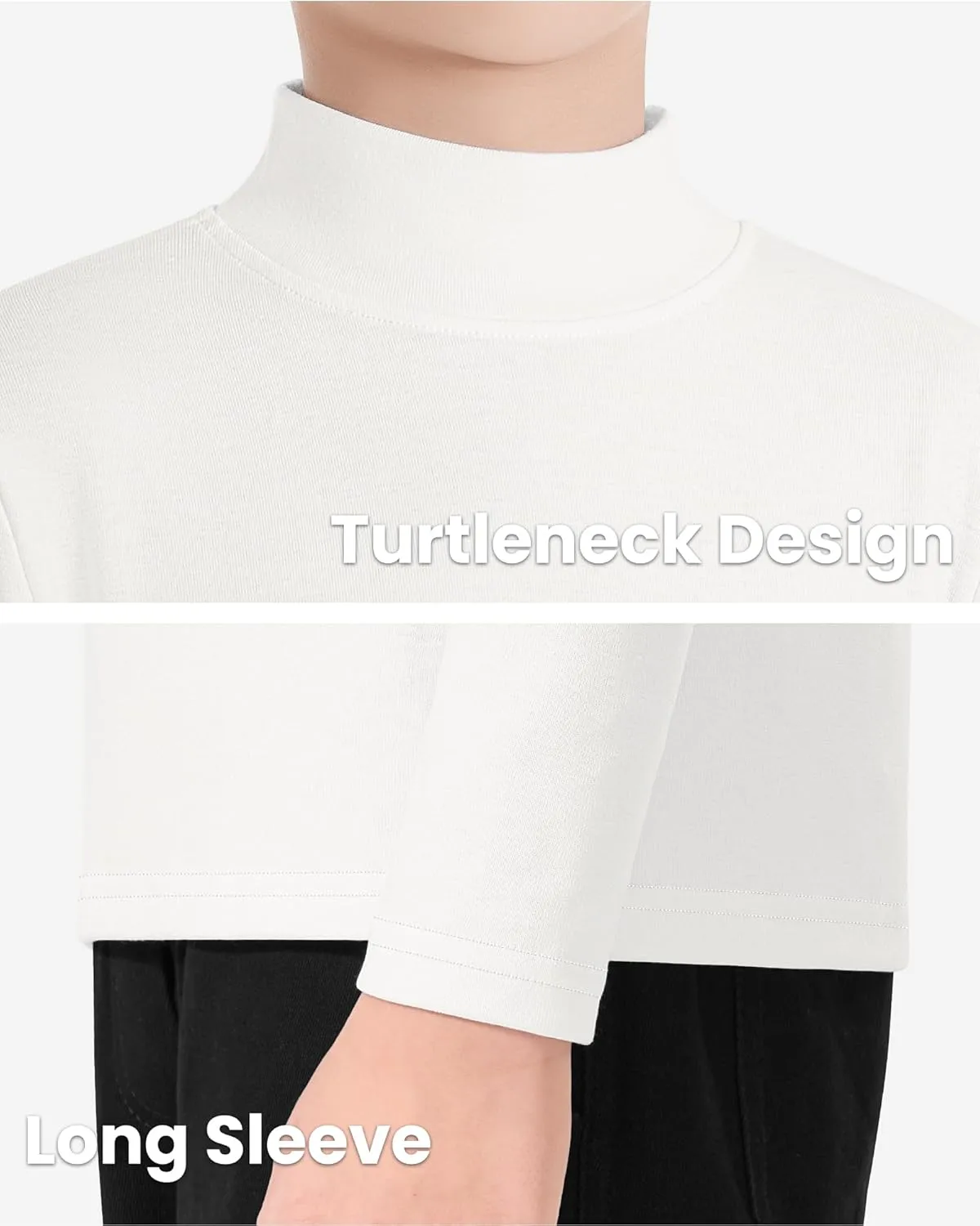 Auranso Boys Girls Long Sleeve Turtleneck Shirts Unisex Warm Solid Turtle Neck T-Shirts