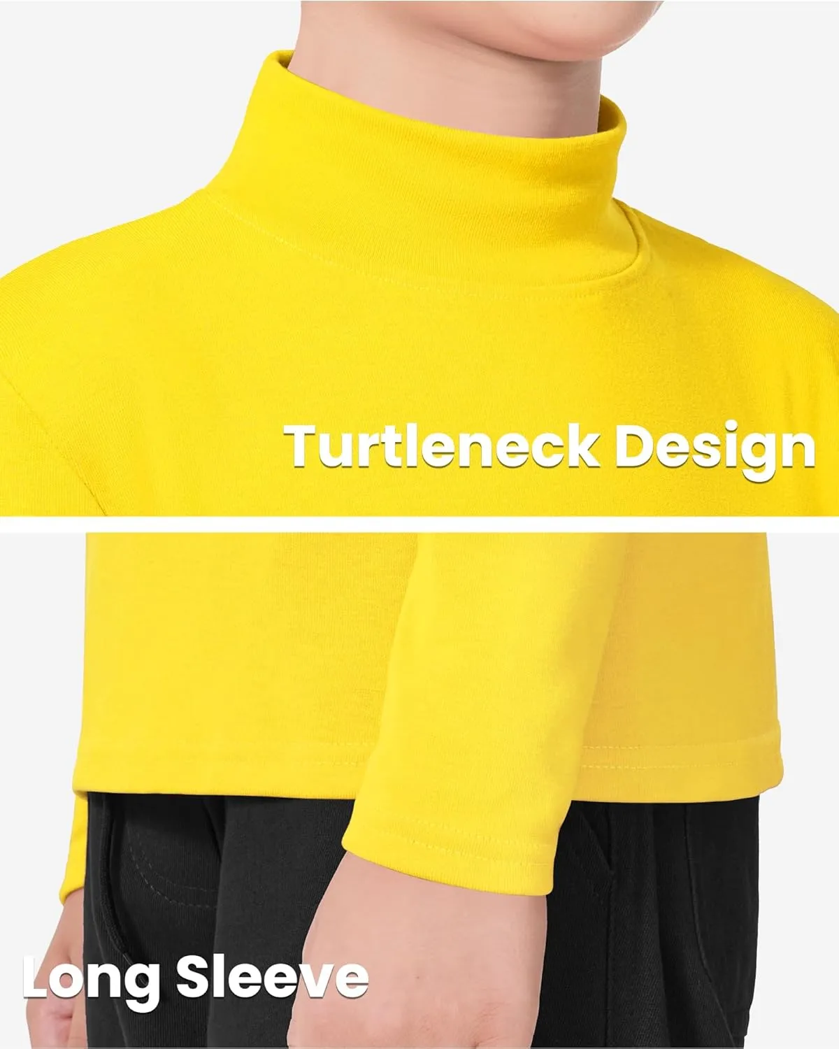 Auranso Boys Girls Long Sleeve Turtleneck Shirts Unisex Warm Solid Turtle Neck T-Shirts
