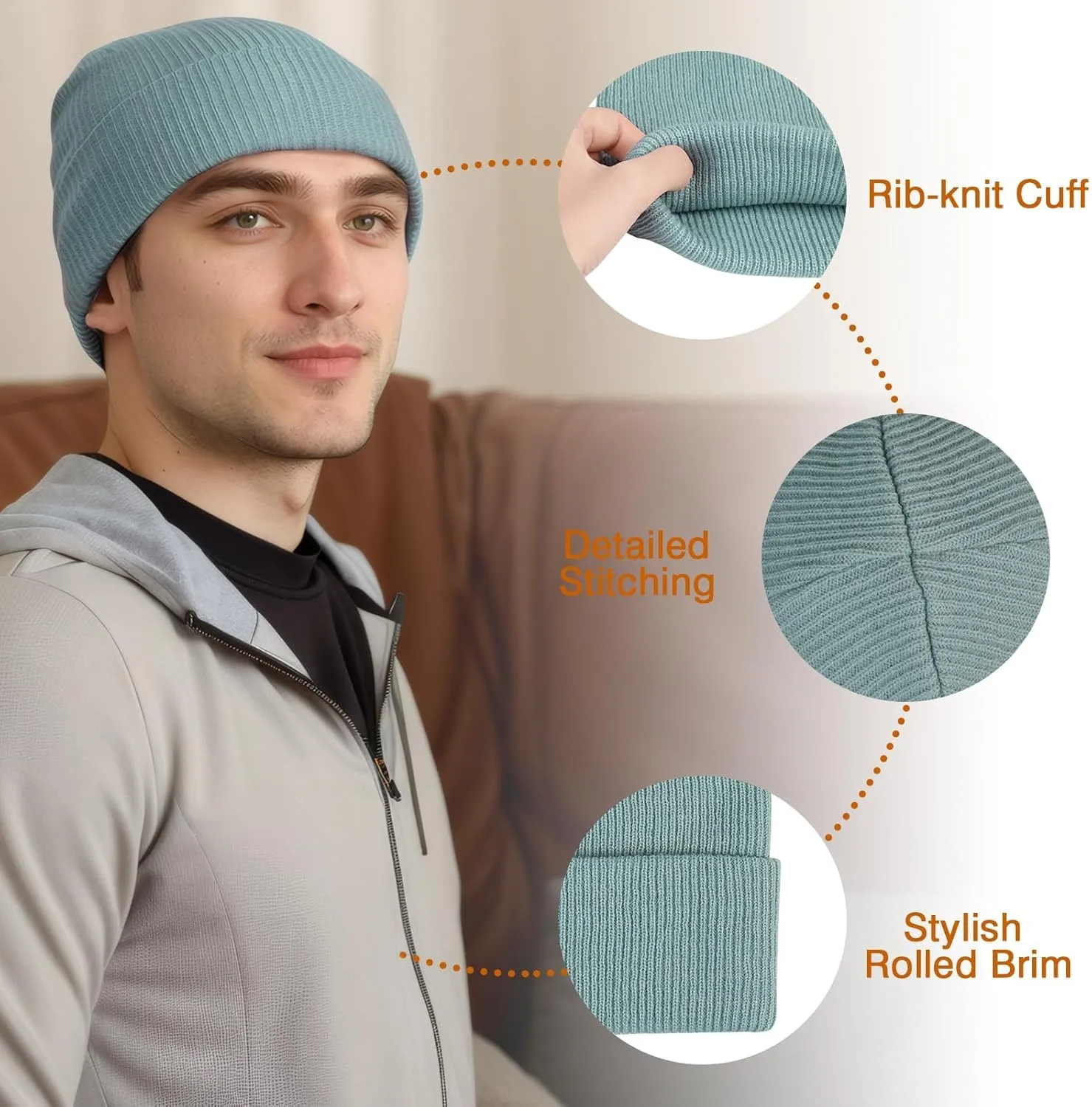 Beanie Hats for Men Women, Classic Knit Cuff Soft Warm Winter Hats Unisex Daily Skull Cap