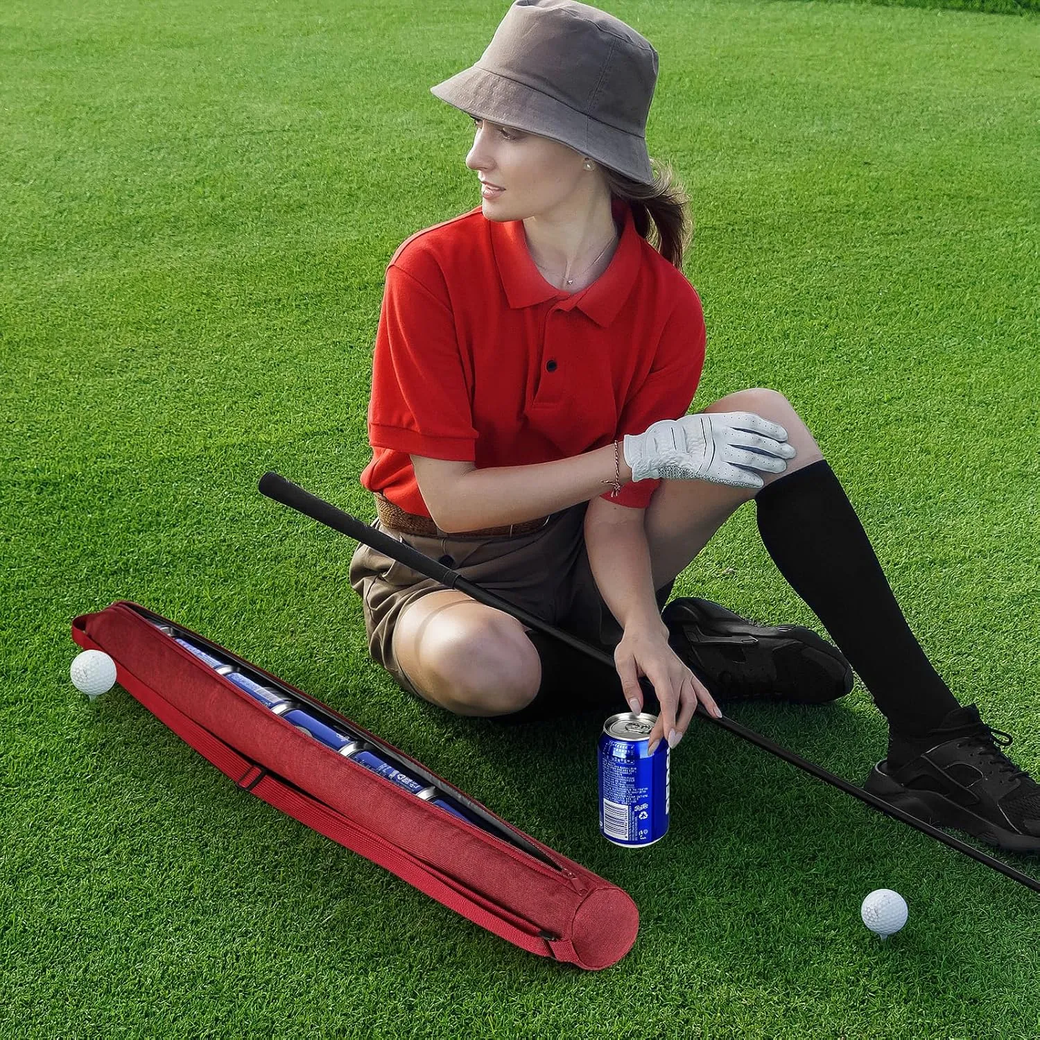 Beer Sleeve for Golf Bag,7-Can Insulated Cooler Sleeve, Beer Drink Accessories Sling Cooler Fits Most Golf Bags Styles and Types
