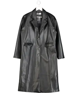 BOA Black Faux Leather Coat UK S