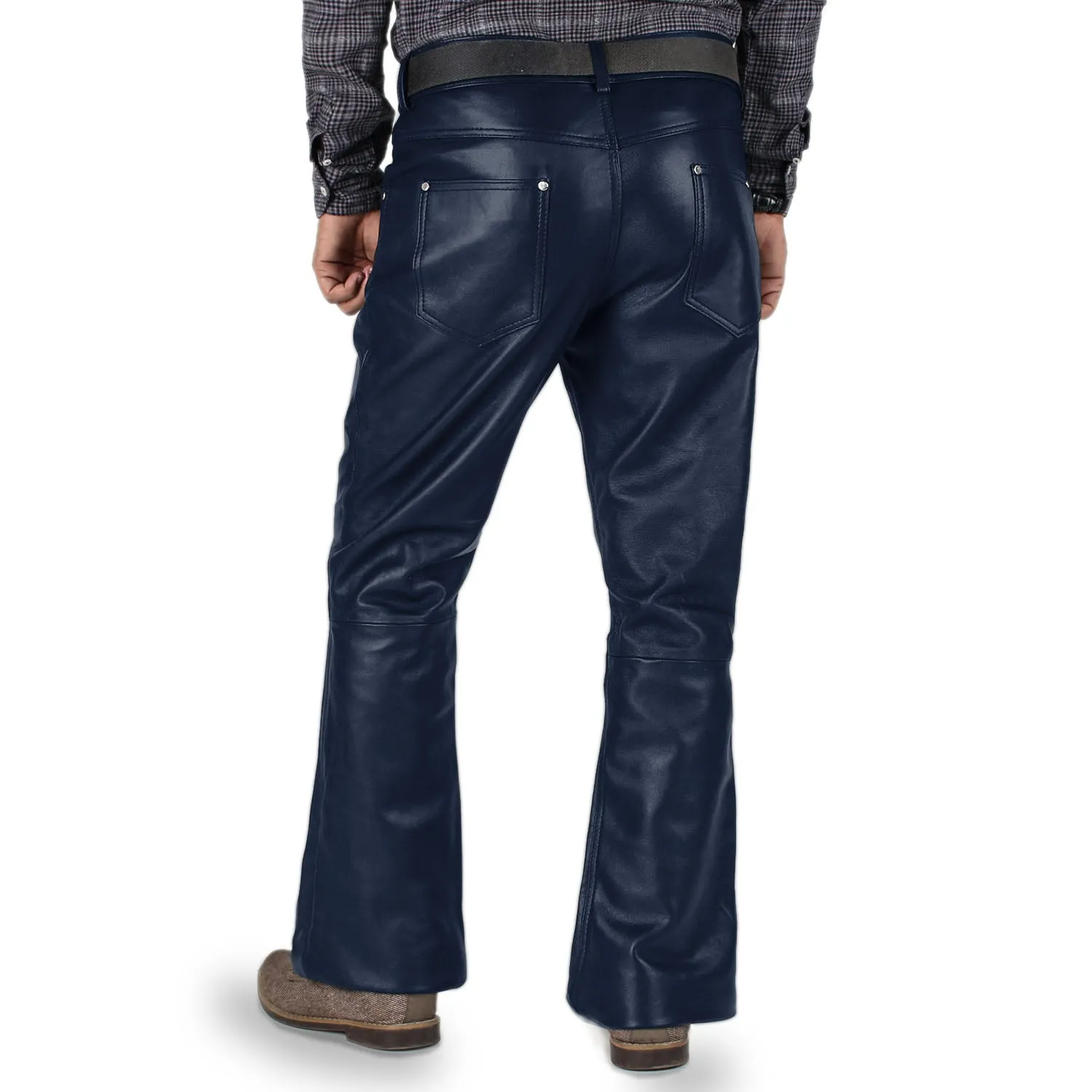 Brivon Men's Blue Faux Leather Pants
