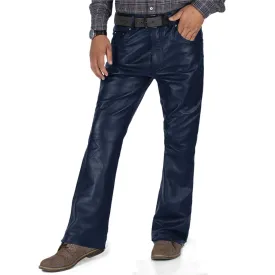 Brivon Men's Blue Faux Leather Pants
