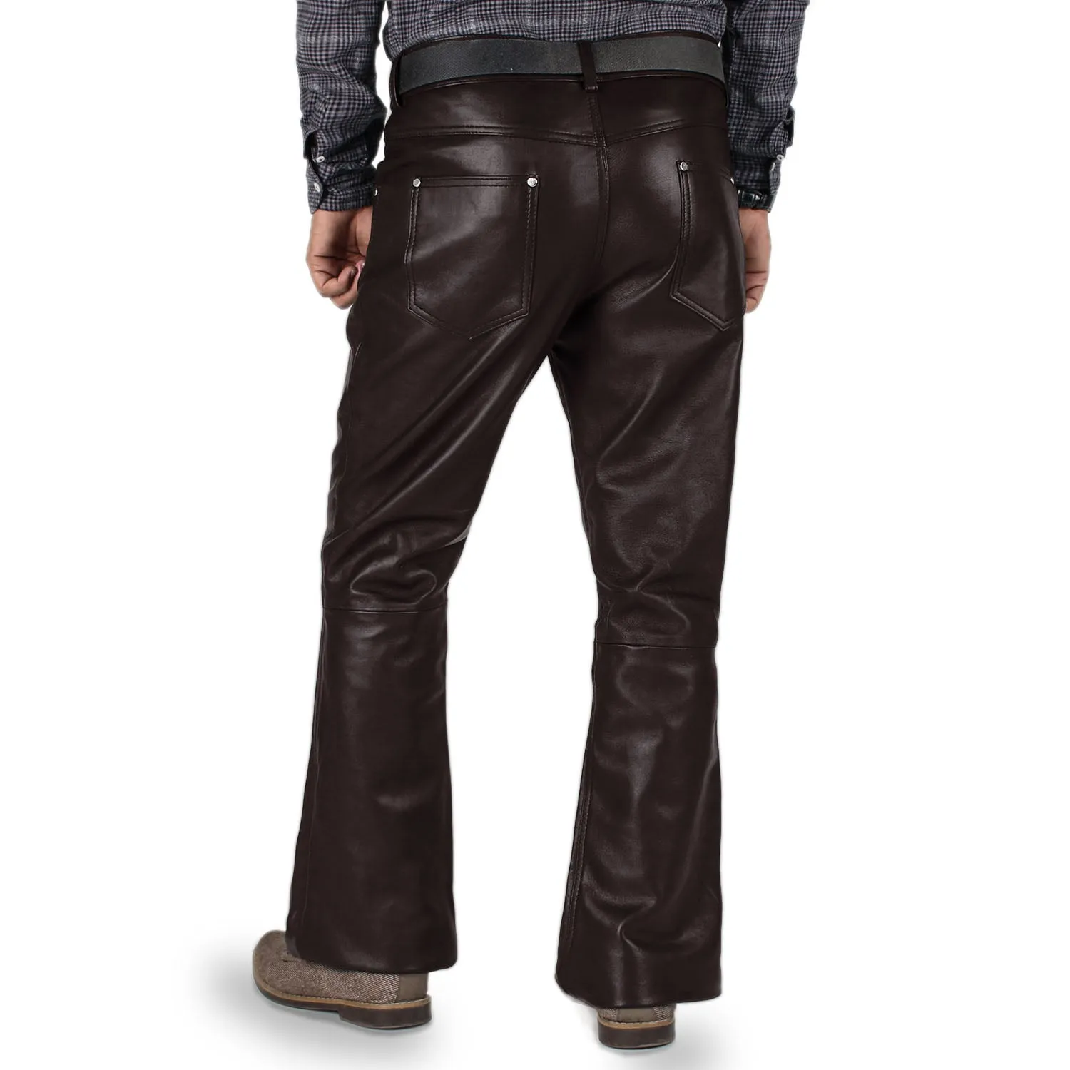 Brivon Men's Brown Faux Leather Pants