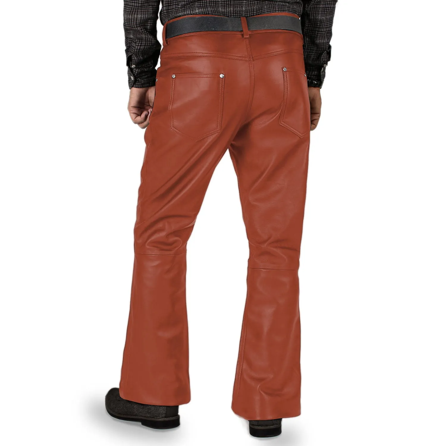 Brivon Men's Tan Faux Leather Pants