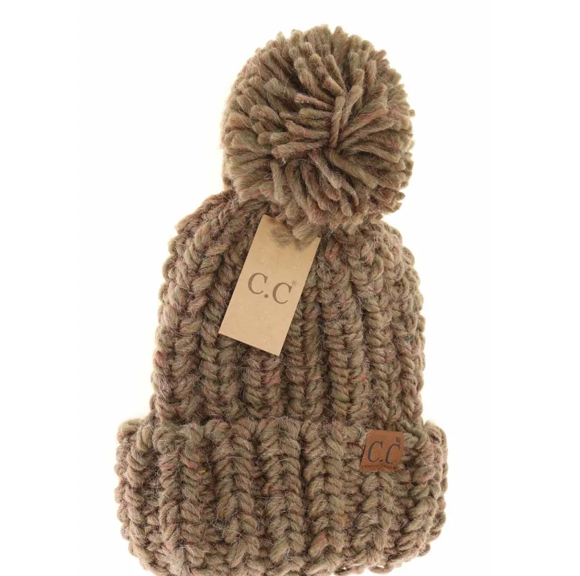 Chunky knit yarn Pom cc beanie