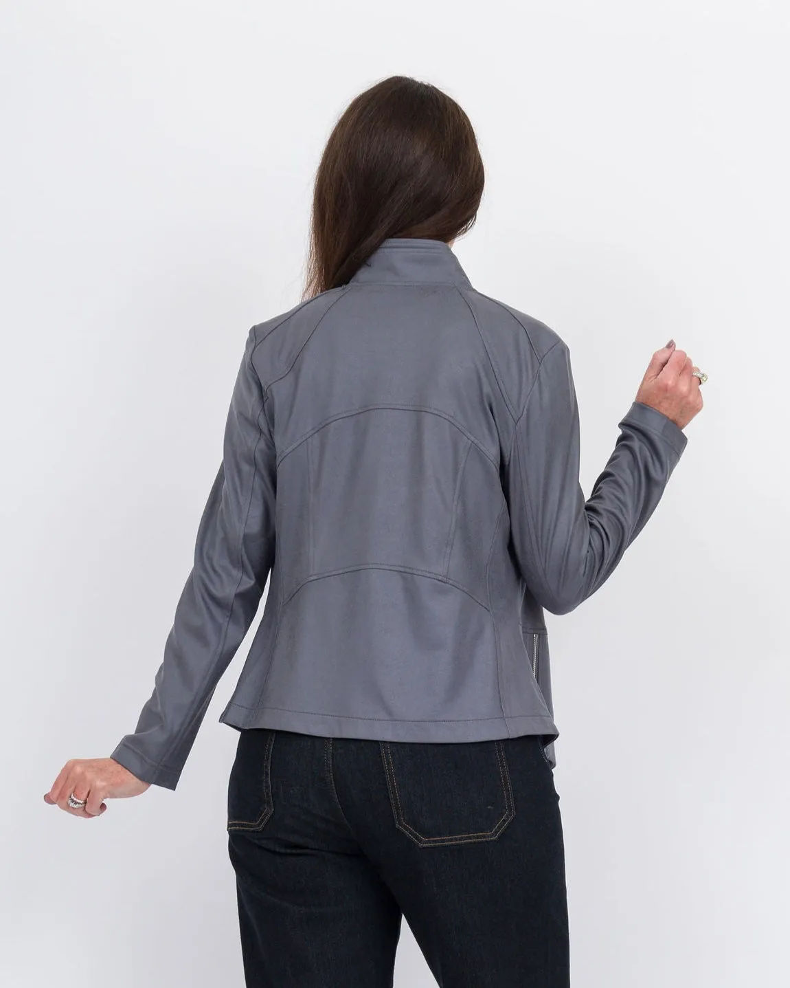 Clara Sunwoo Classic Liquid Leather Jacket - Charcoal