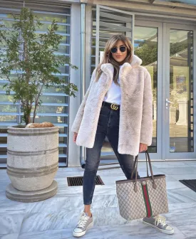 DEA Long Faux Fur Coat in Aspen