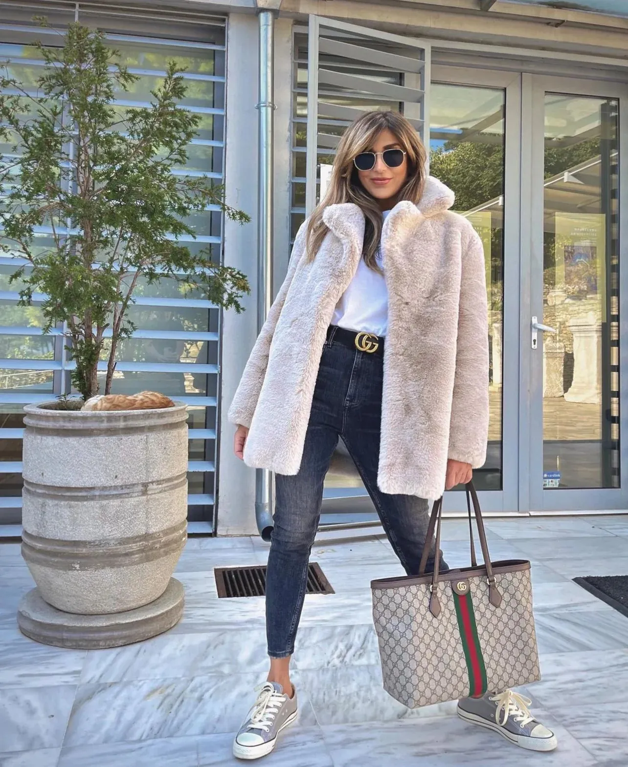 DEA Long Faux Fur Coat in Aspen