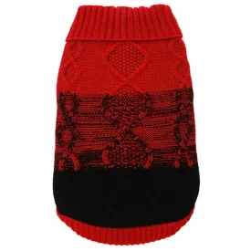 Designer Knitted Dog Jumper Red/Black