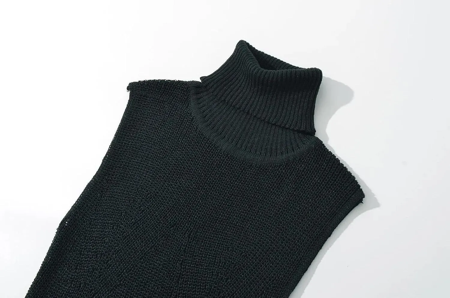 efvandoloe Autumn Winter Turtleneck Knitted Sweater Dress Women Sleevless Midi Dresses