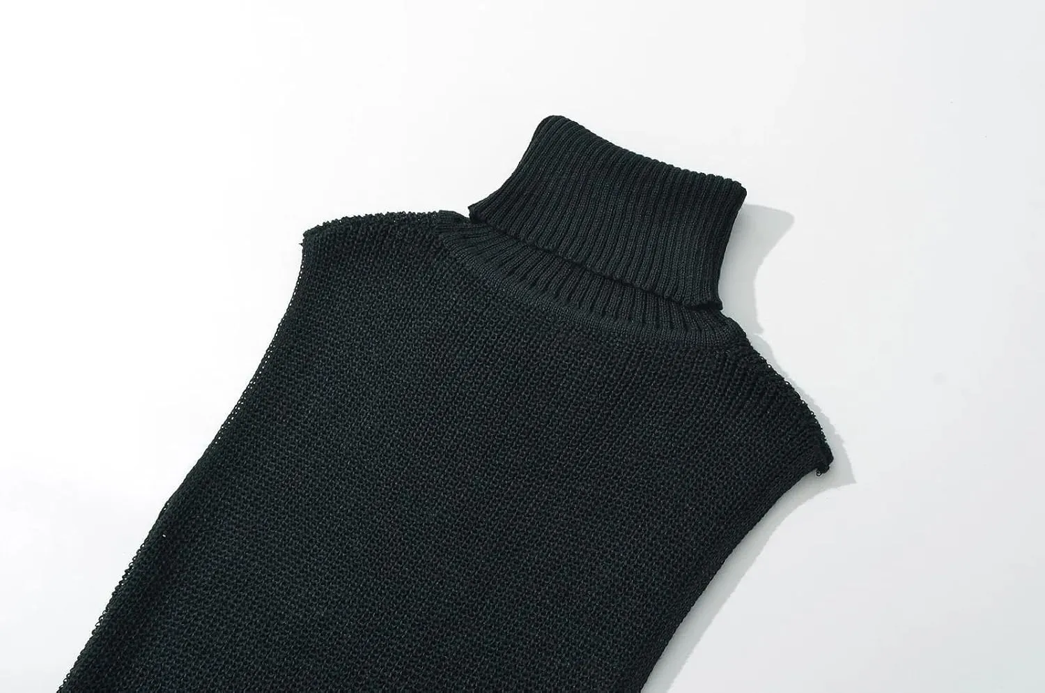 efvandoloe Autumn Winter Turtleneck Knitted Sweater Dress Women Sleevless Midi Dresses