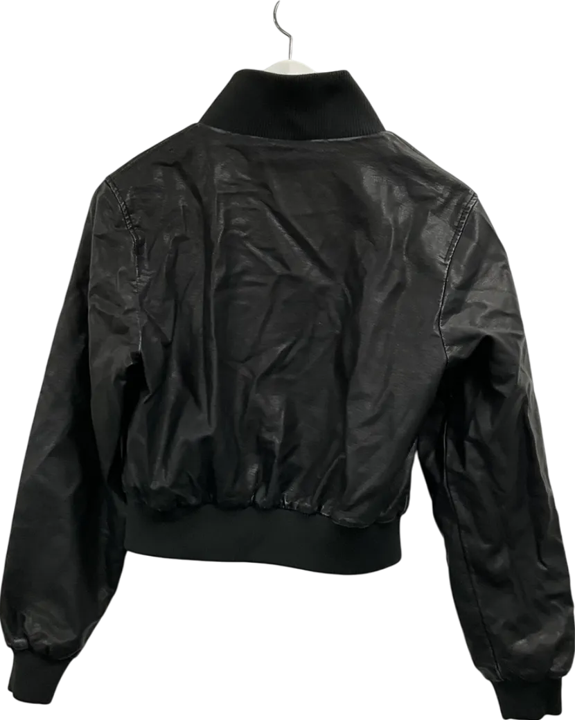 Fashion Nova Black Faux Leather Biker Jacket UK S