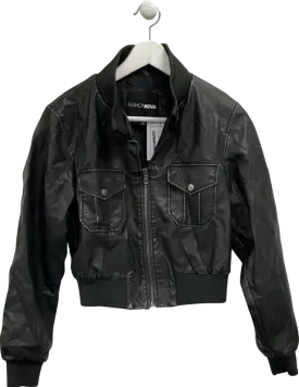 Fashion Nova Black Faux Leather Biker Jacket UK S