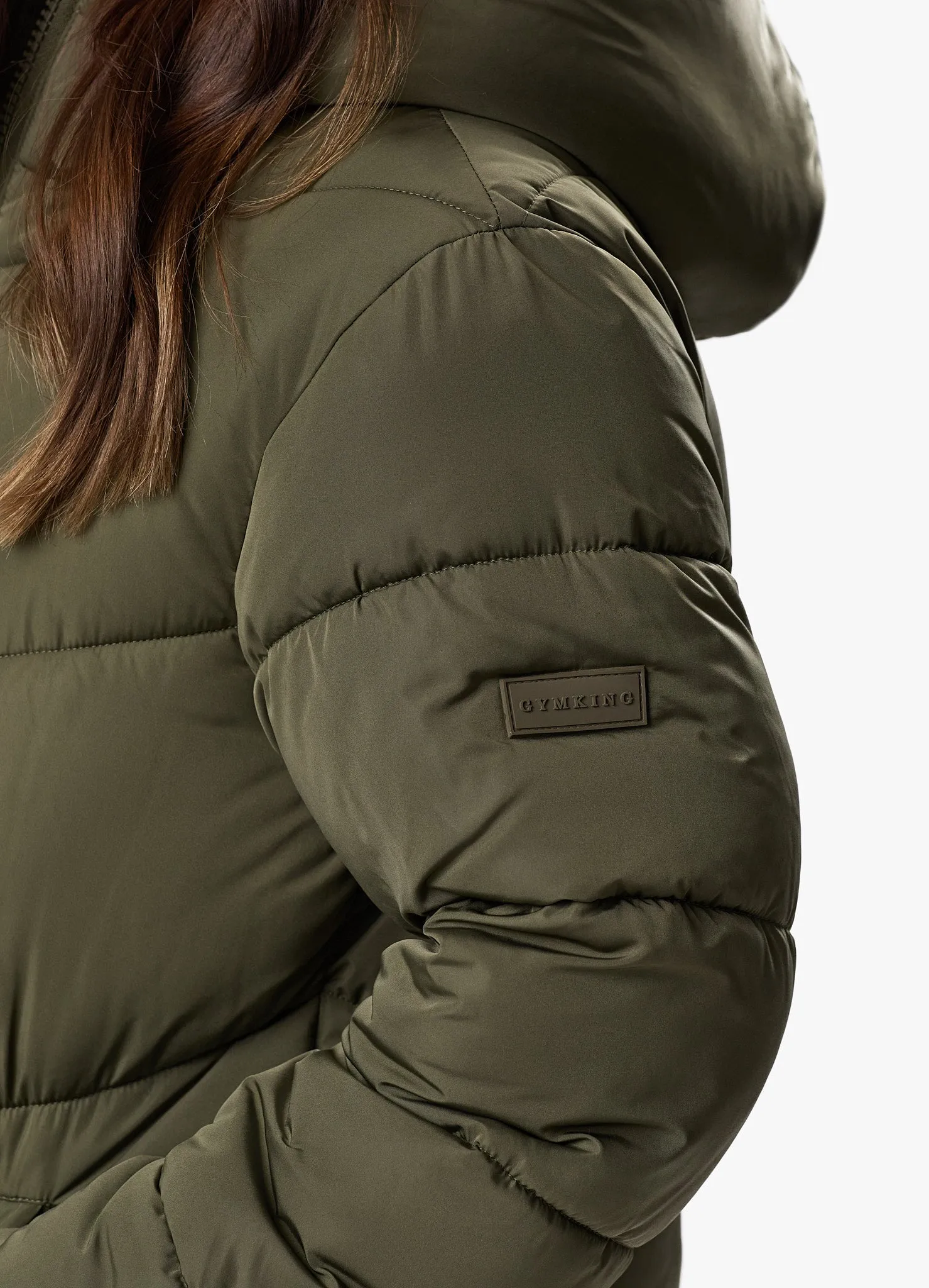 Gym King Chevron Longline Puffer - Khaki