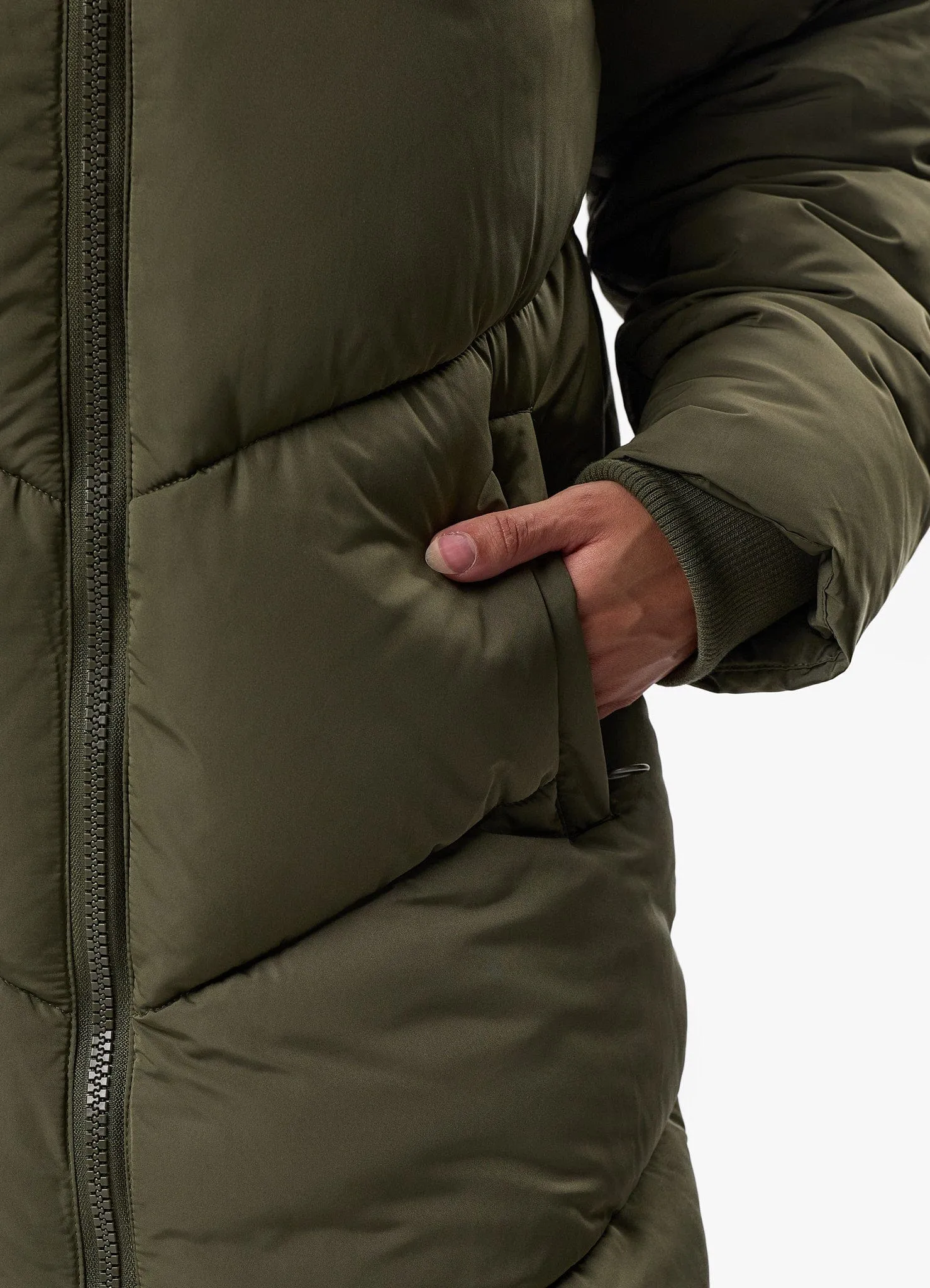 Gym King Chevron Longline Puffer - Khaki