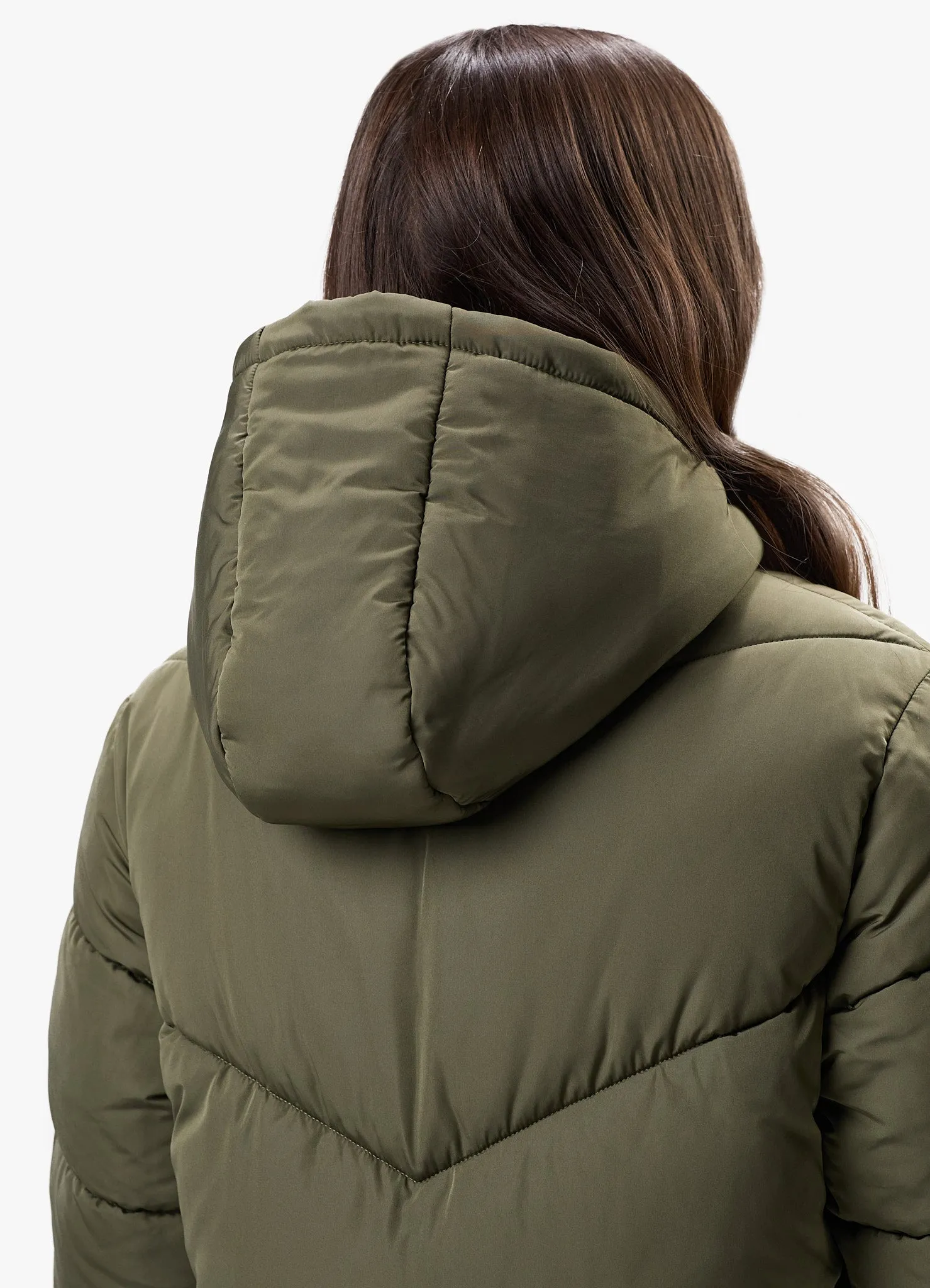 Gym King Chevron Longline Puffer - Khaki