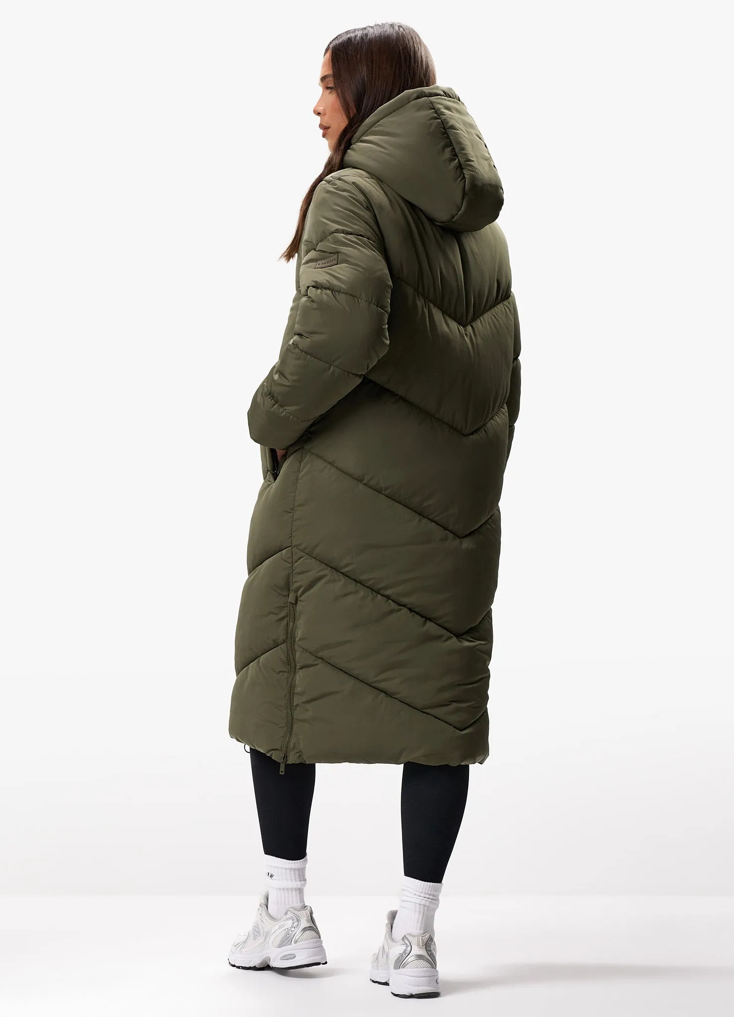 Gym King Chevron Longline Puffer - Khaki