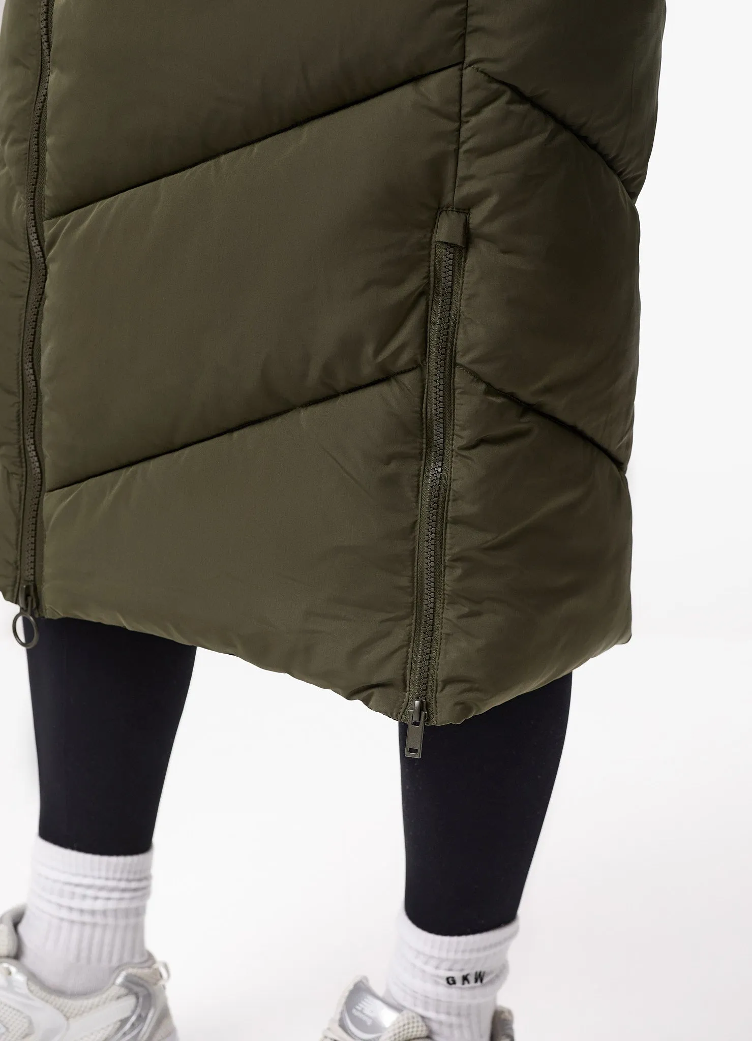 Gym King Chevron Longline Puffer - Khaki