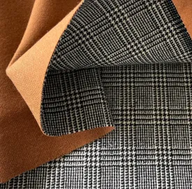 High-End Reversible Glen Plaid & Rich Caramel Double-Faced Wool Coating (Made in Italy)