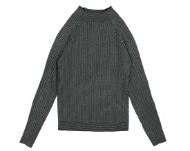 HKN550-STRIPPED RIBBED TURTLENECK-Teal