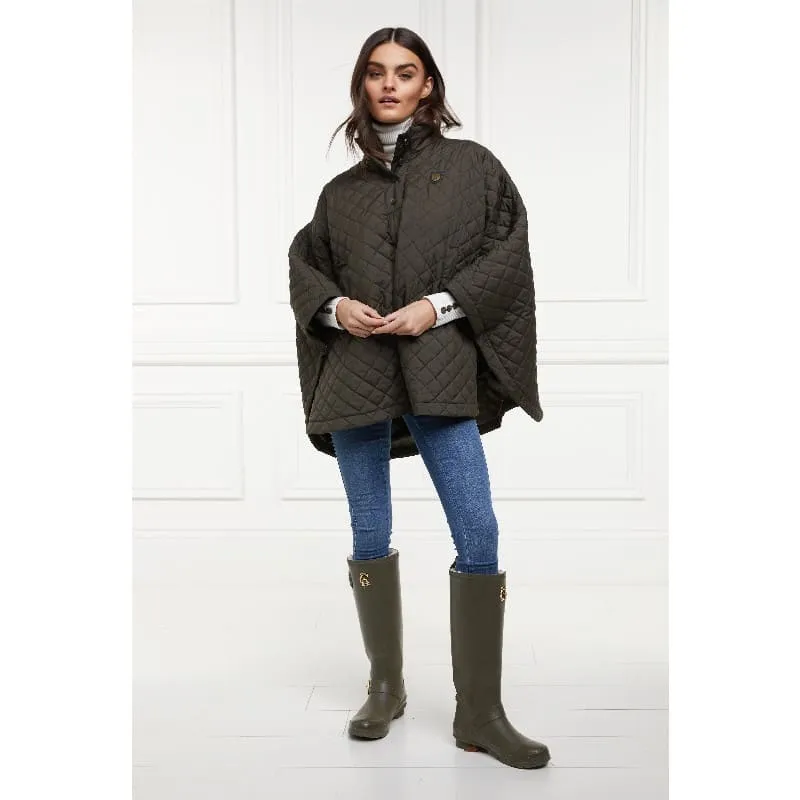 Holland Cooper Brooke Quilted Ladies Cape - Dark Olive