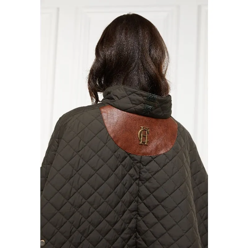 Holland Cooper Brooke Quilted Ladies Cape - Dark Olive