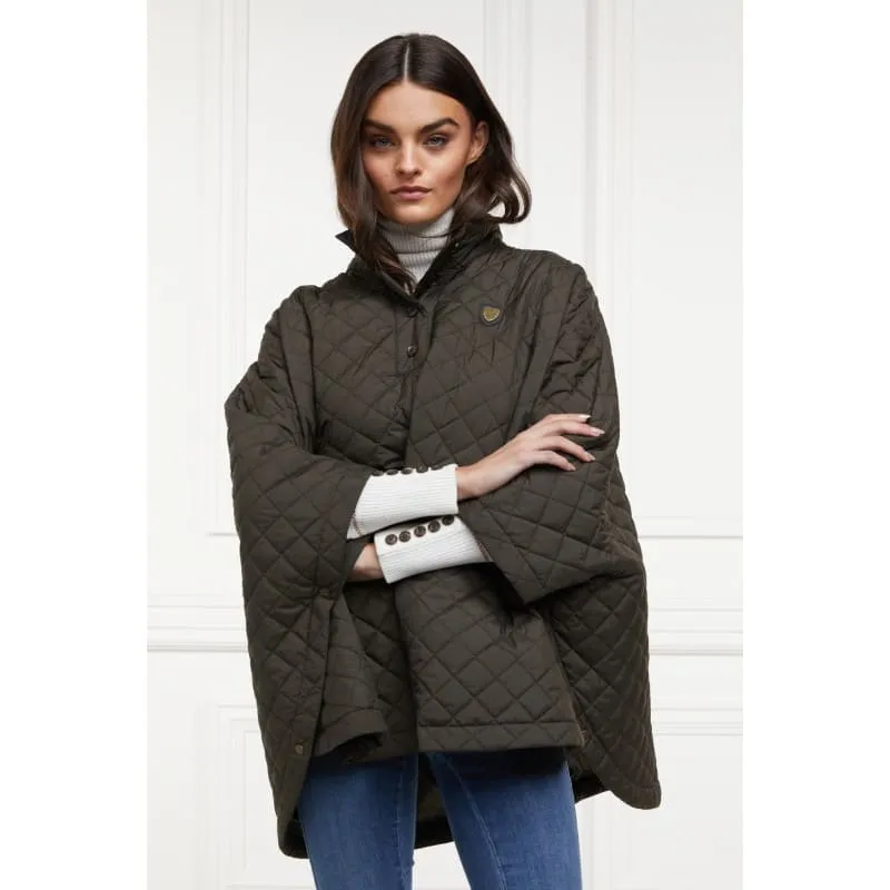 Holland Cooper Brooke Quilted Ladies Cape - Dark Olive