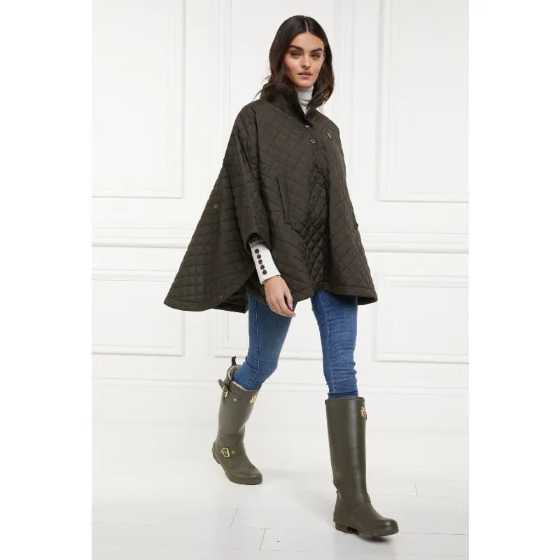 Holland Cooper Brooke Quilted Ladies Cape - Dark Olive