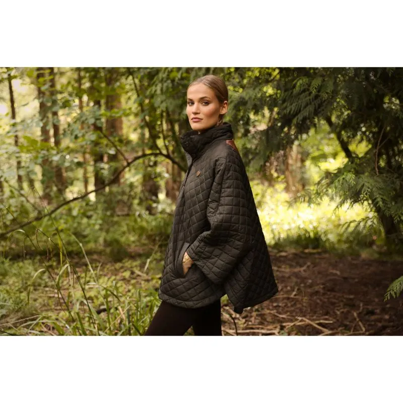 Holland Cooper Brooke Quilted Ladies Cape - Dark Olive