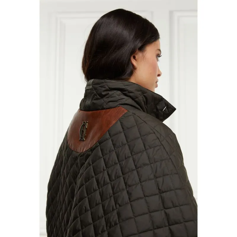 Holland Cooper Brooke Quilted Ladies Cape - Dark Olive