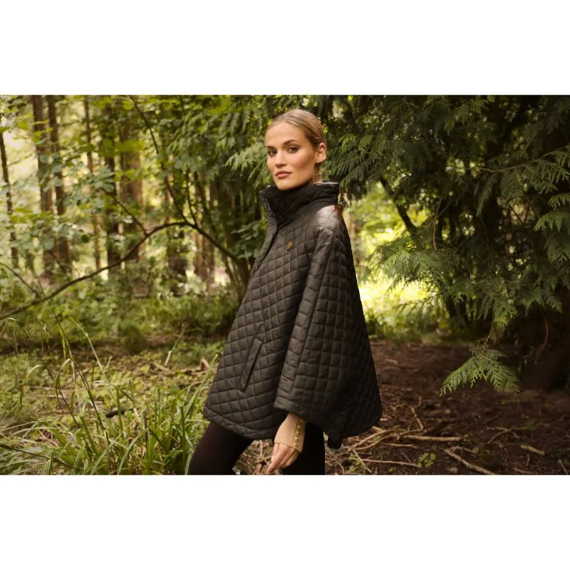 Holland Cooper Brooke Quilted Ladies Cape - Dark Olive