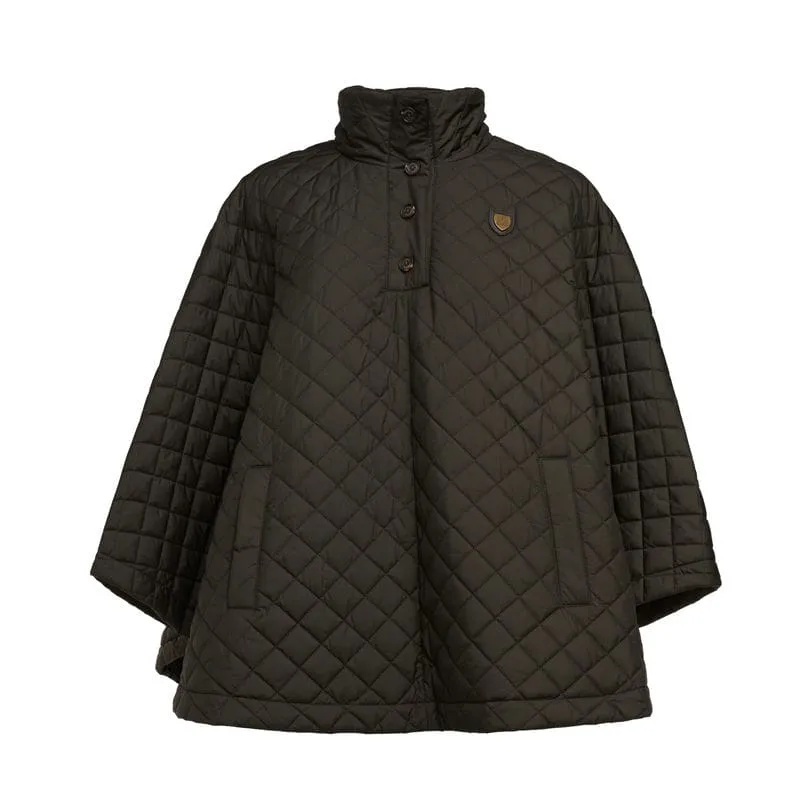 Holland Cooper Brooke Quilted Ladies Cape - Dark Olive