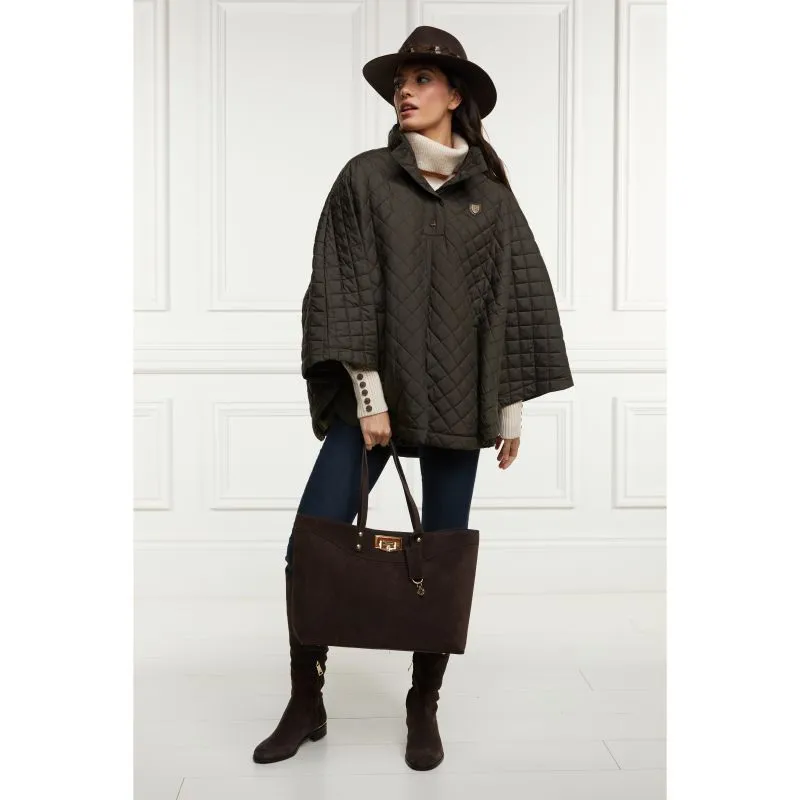 Holland Cooper Brooke Quilted Ladies Cape - Dark Olive