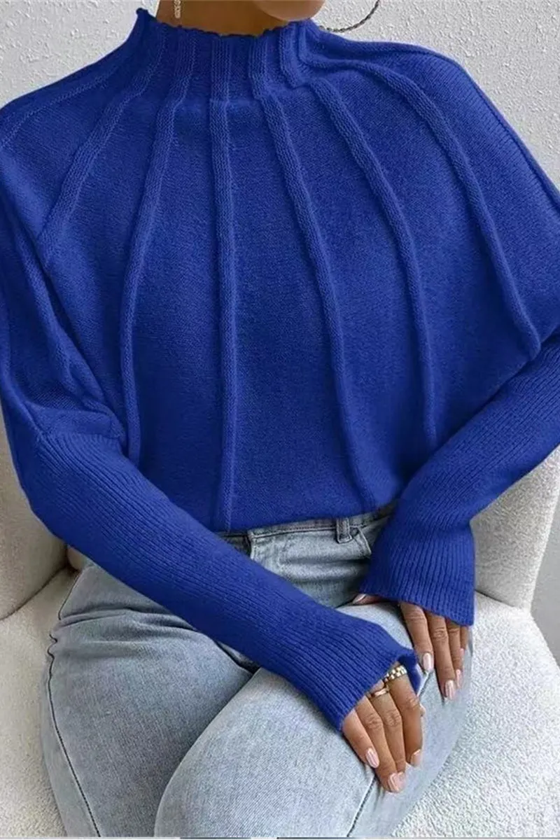 HWQ1400 Half turtleneck bat sleeve sweater