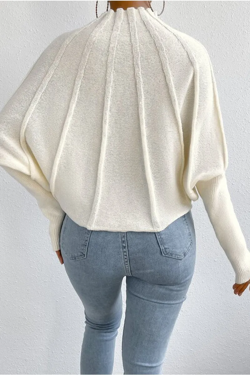 HWQ1400 Half turtleneck bat sleeve sweater