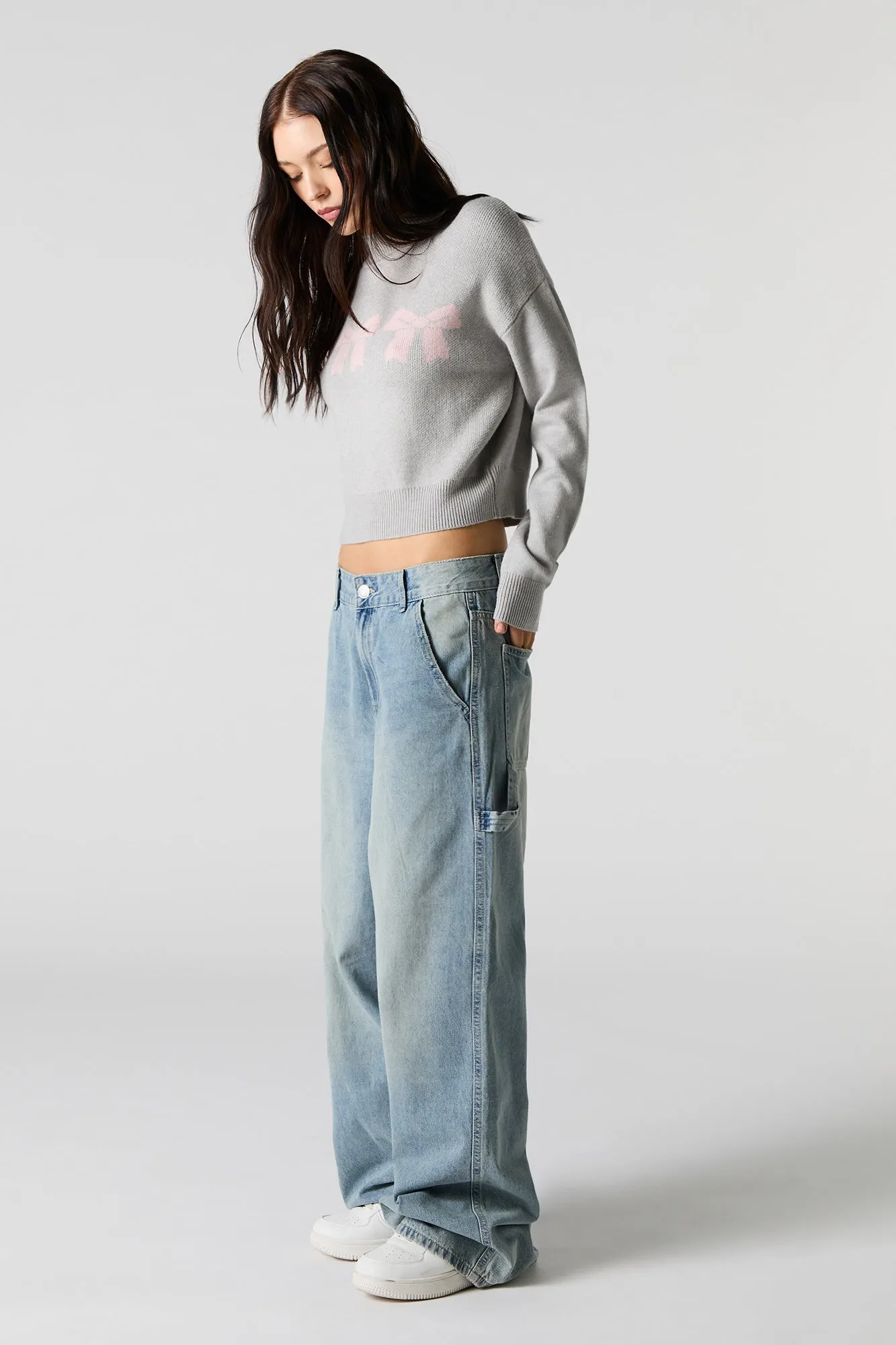 Jacquard Knit Mock Neck Sweater