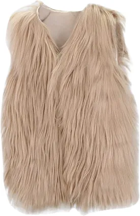 Kids Girl Faux Fur Vest Coat Toddler Winter Fleece Fuzzy Furry Jacket Sleeveless Coat Thick Warm Waistcoat Outwear