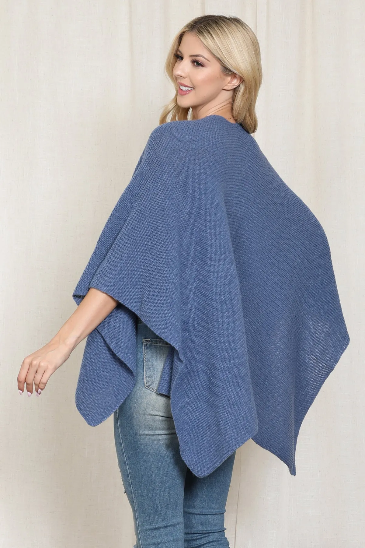 KNITTED SOLID COLOR WRAP KIMONO