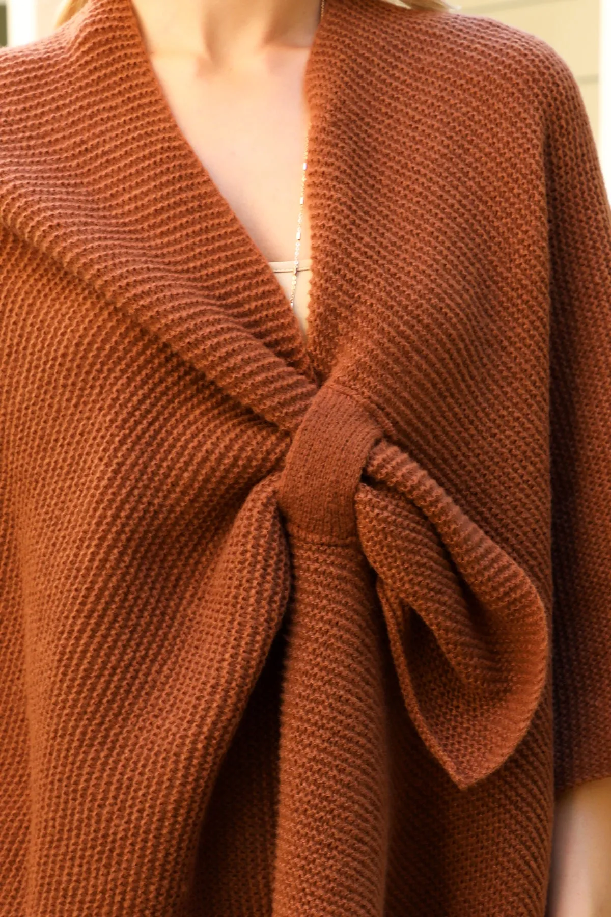 KNITTED SOLID COLOR WRAP KIMONO