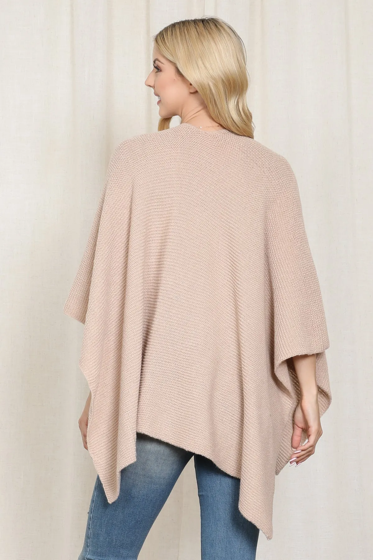 KNITTED SOLID COLOR WRAP KIMONO