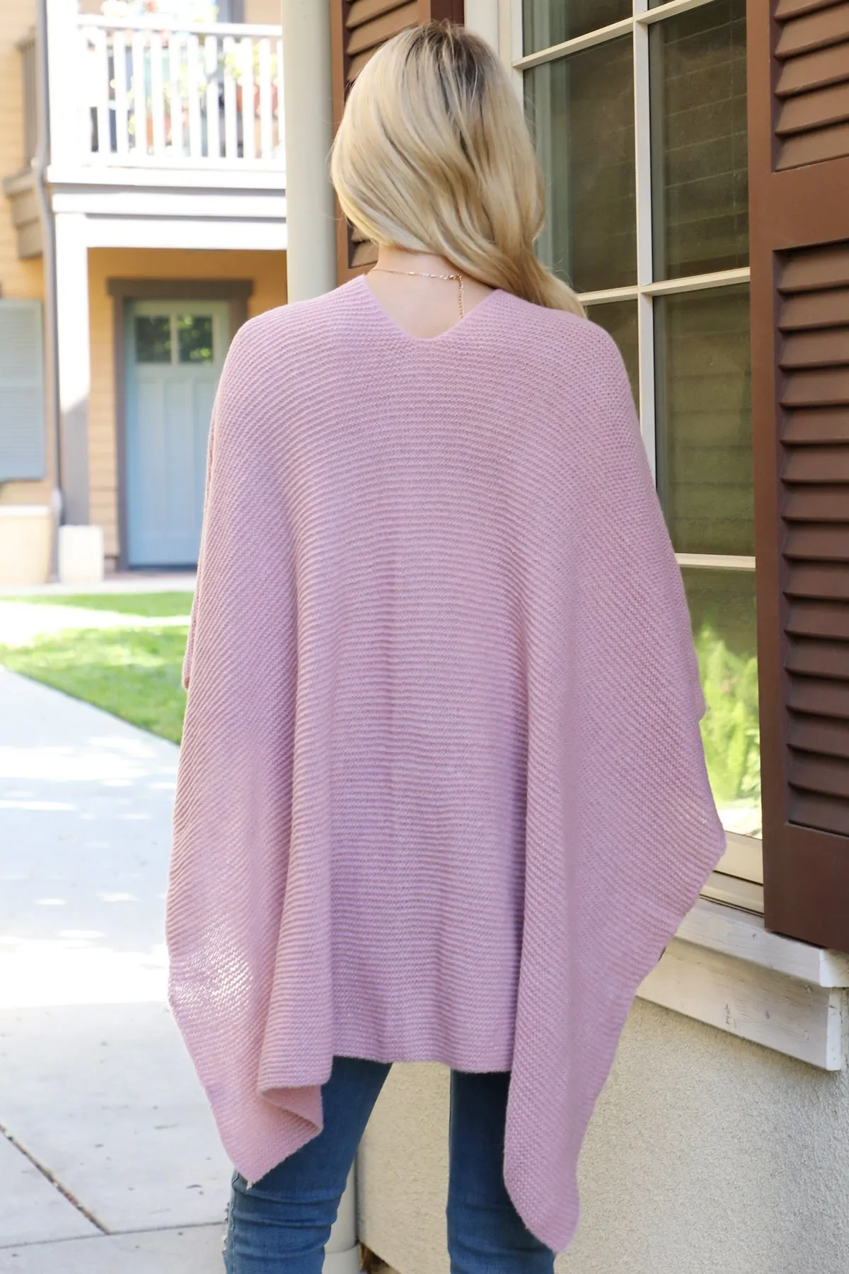KNITTED SOLID COLOR WRAP KIMONO