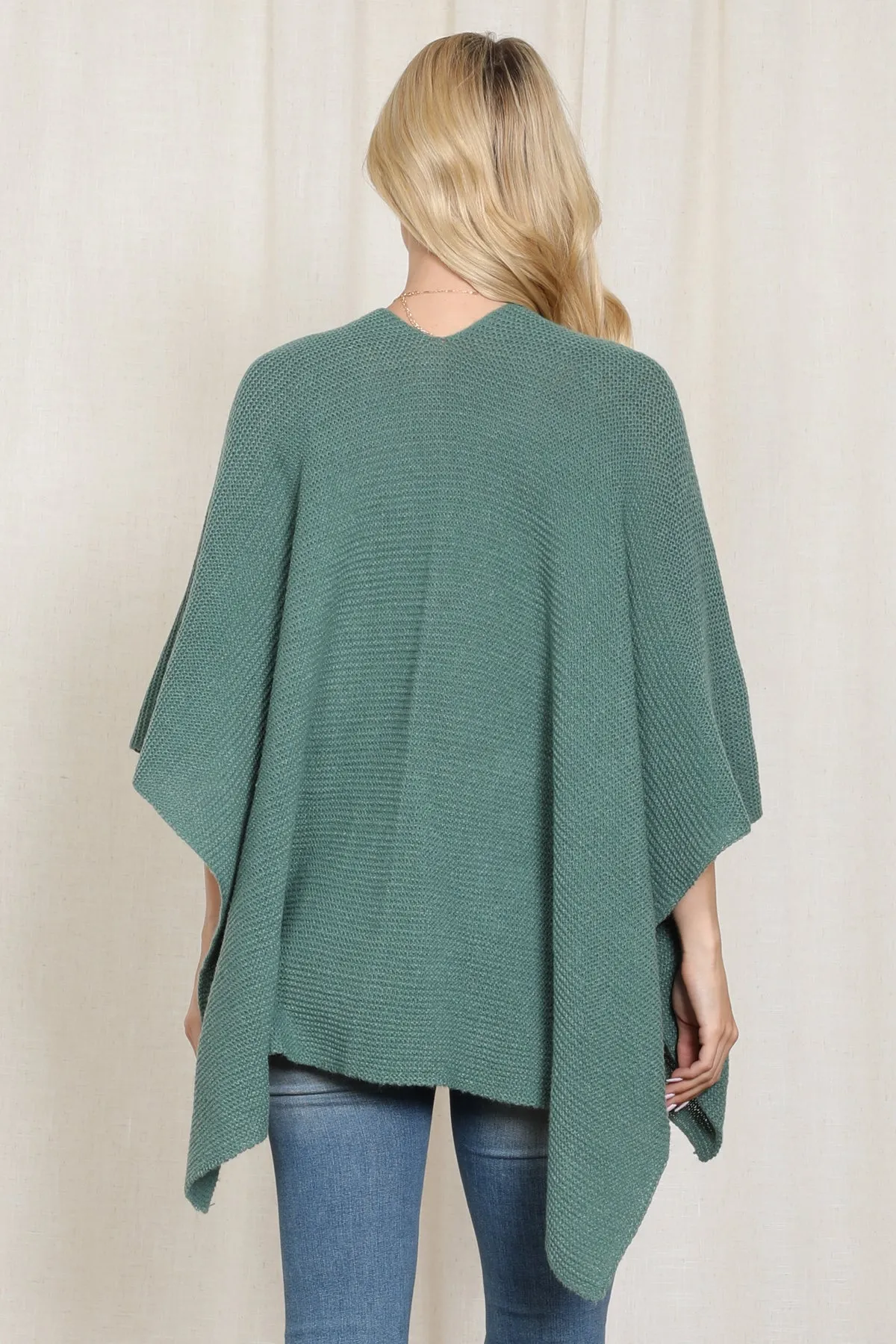 KNITTED SOLID COLOR WRAP KIMONO