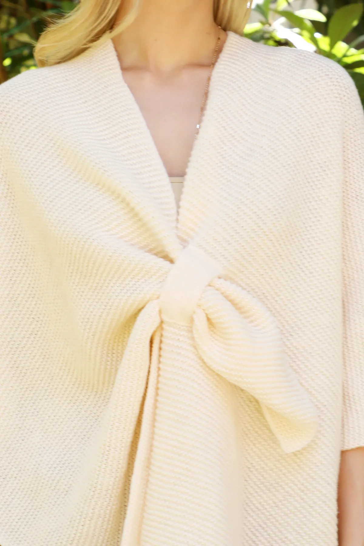 KNITTED SOLID COLOR WRAP KIMONO