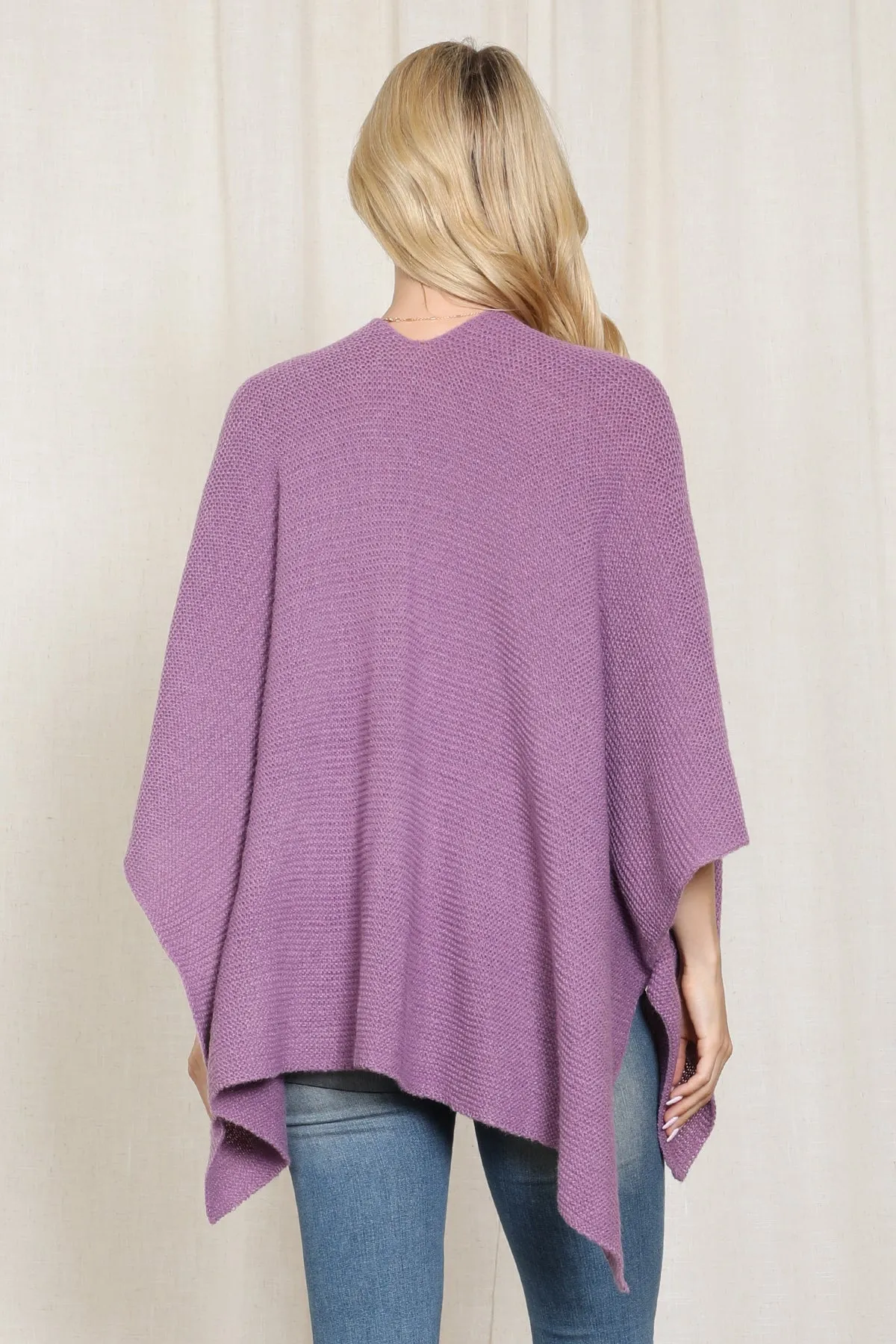 KNITTED SOLID COLOR WRAP KIMONO