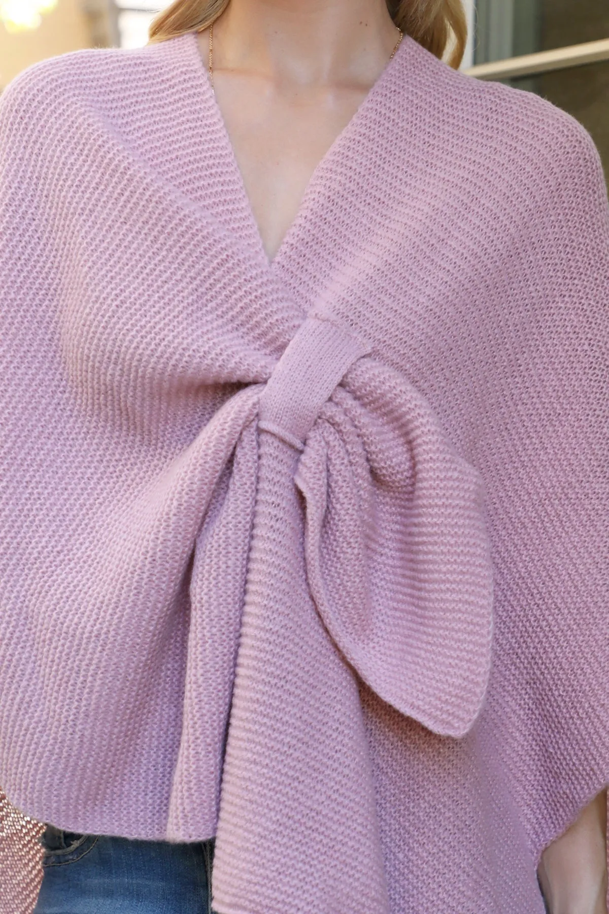 KNITTED SOLID COLOR WRAP KIMONO